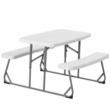 GARDENISED Foldable White Kids' Picnic Table Bench Outdoor Portable Children's Backyard Table, Patio Table QI004602WT